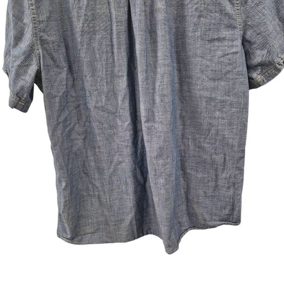 Amazon Essentials Men's Blue Cotton Chambray Button Down Short Sleeve Shirt - Picture 2 of 10